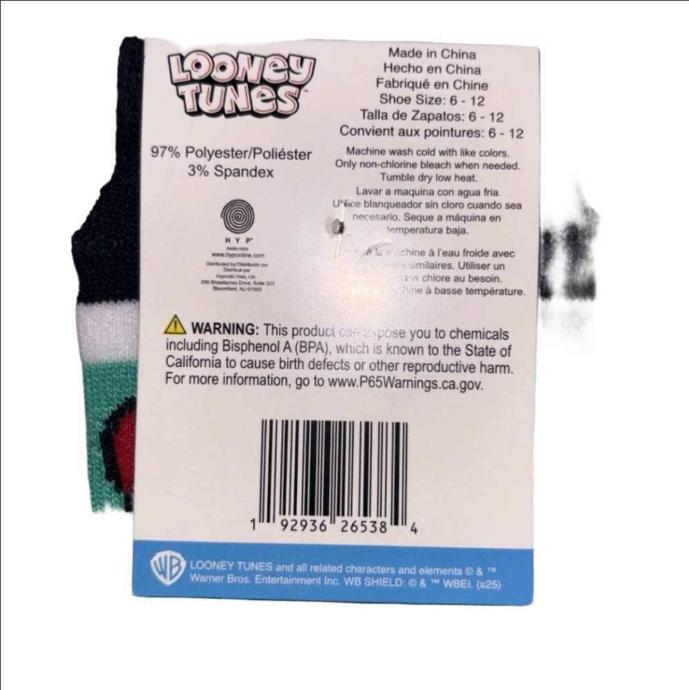 4/$25 Warner Bros Looney Tunes Crew Socks Marvin the Martian New - Picture 3 of 4